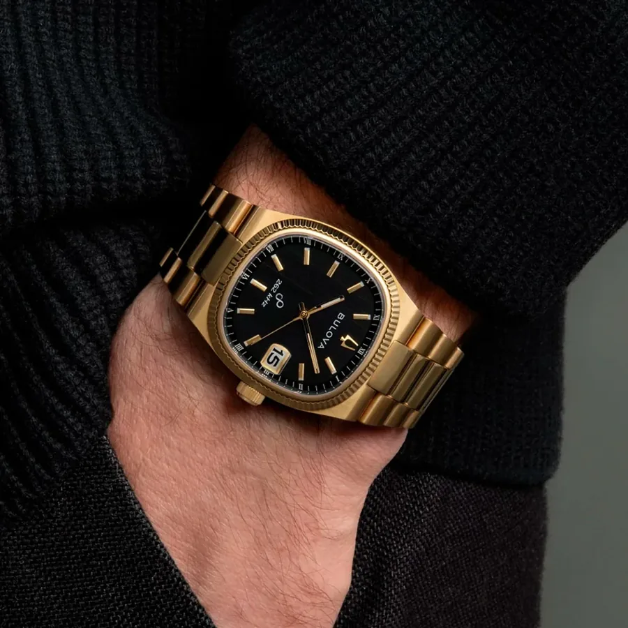 Bulova Super Seville 38mm Green Dial, Gold-Tone Stainless Steel Bracelet, Ref. 97B246, view 2