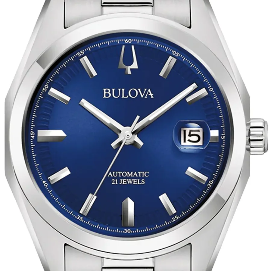 Bulova Surveyor 39mm Automatic Blue Dial, Silver-Tone Stainless Steel Bracelet, Ref. 96B436, view 2