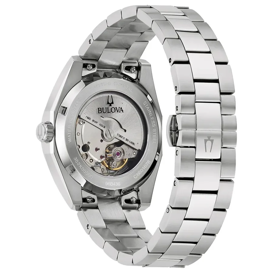 Bulova Surveyor 39mm Automatic Blue Dial, Silver-Tone Stainless Steel Bracelet, Ref. 96B436, view 4