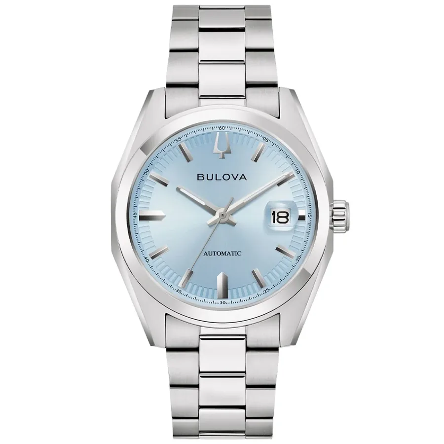 Bulova Surveyor 39mm Automatic Blue Dial, Silver-Tone Stainless Steel Bracelet, Ref. 96B469, front view