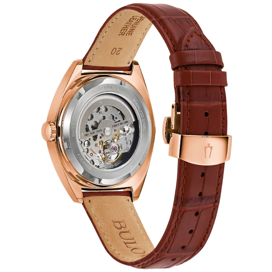 Bulova Surveyor 42mm Automatic Silver Dial, Brown Leather Strap, view 4