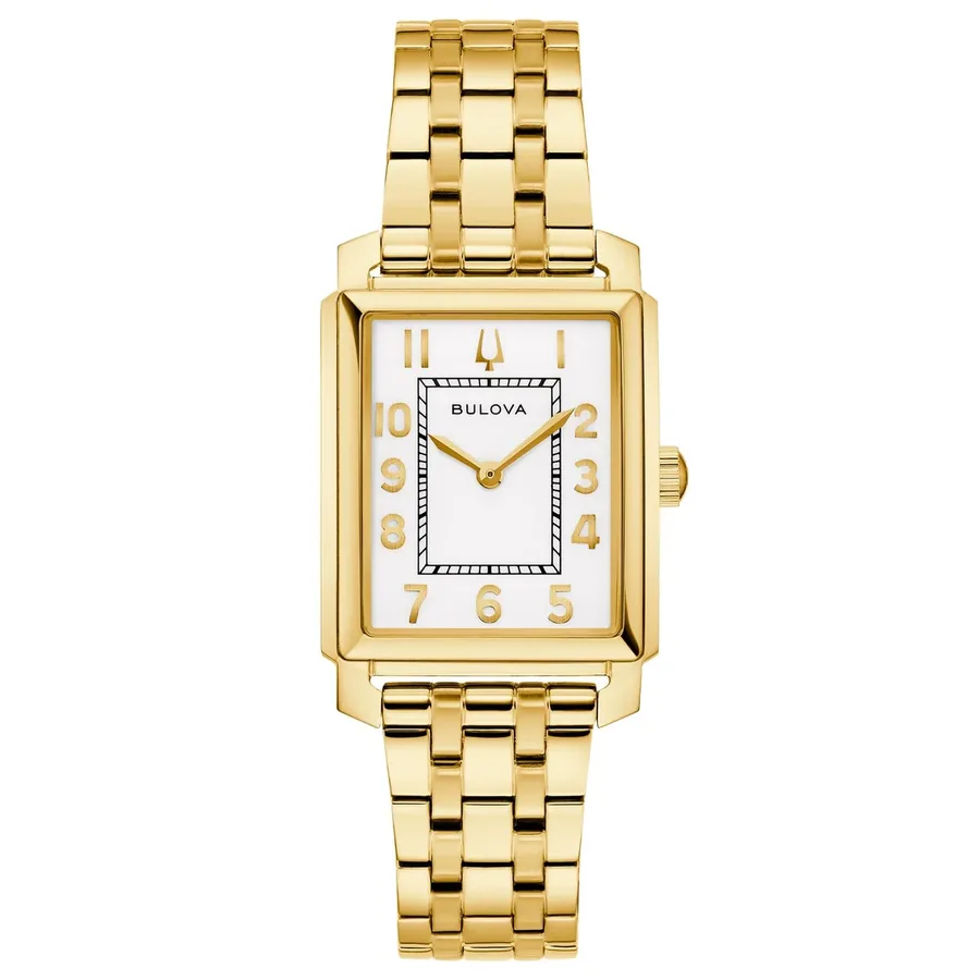 Bulova Sutton 25mm White Dial, Gold-Tone Stainless Steel Bracelet, front view