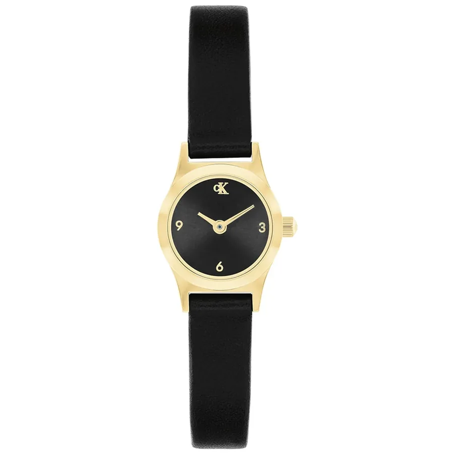 Calvin Klein CK Contemporary 18mm Black Dial, Black Leather Strap, front view
