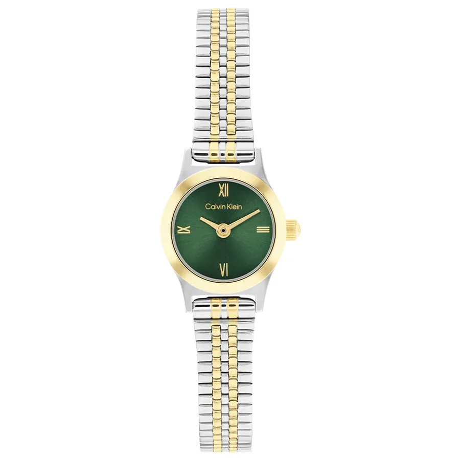Calvin Klein CK Contemporary 18mm Green Dial, Silver and Gold-Tone Stainless Steel Bracelet, front view