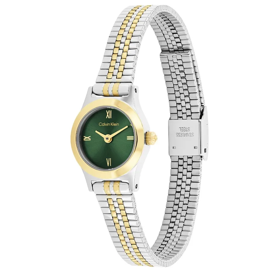 Calvin Klein CK Contemporary 18mm Green Dial, Silver and Gold-Tone Stainless Steel Bracelet, view 4