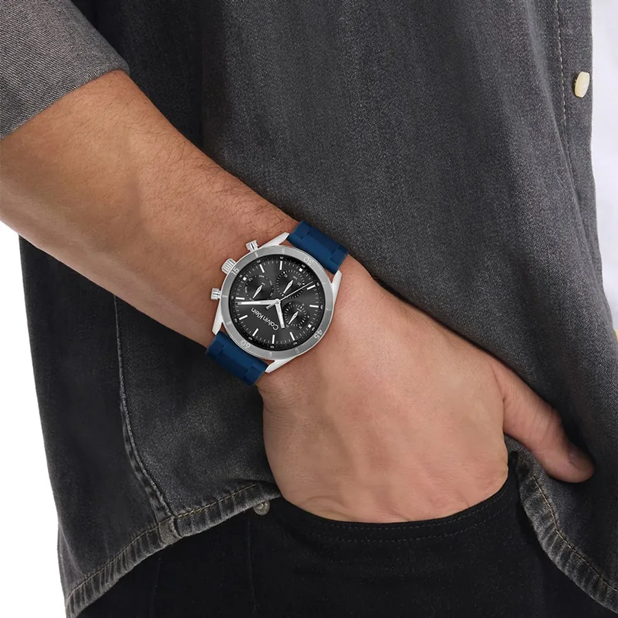 Calvin Klein CK Performance 43mm Black Dial, Blue Rubber Strap, view 2