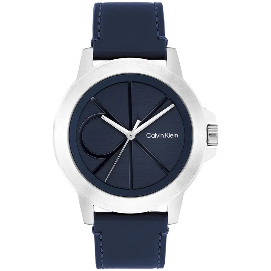 Calvin Klein CK Reset 42mm Blue Dial, Blue Leather Strap, front view