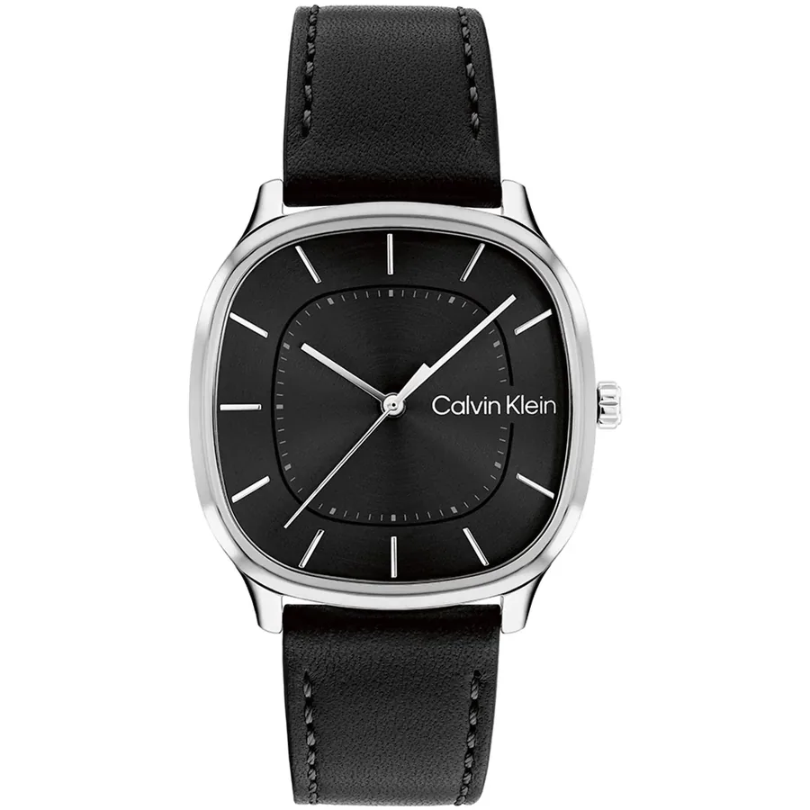 Calvin Klein CK Shape 37mm Black Dial, Black Leather Strap, front view
