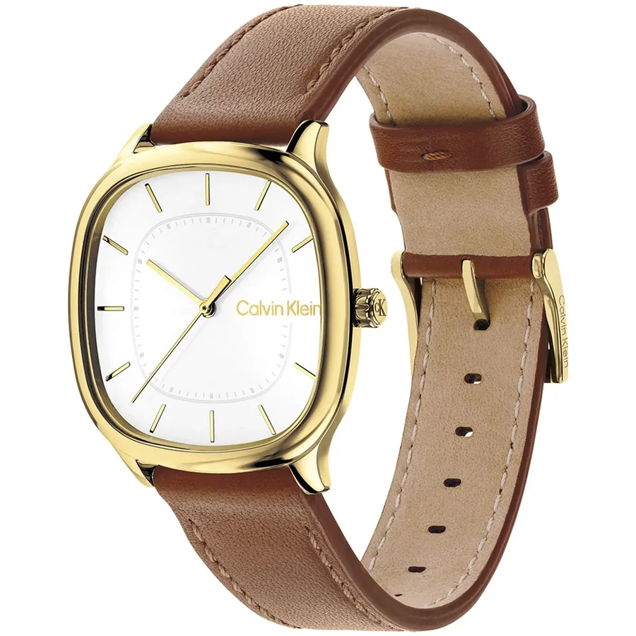 Calvin Klein CK Shape 37mm Black Dial, Brown Leather Strap, view 3