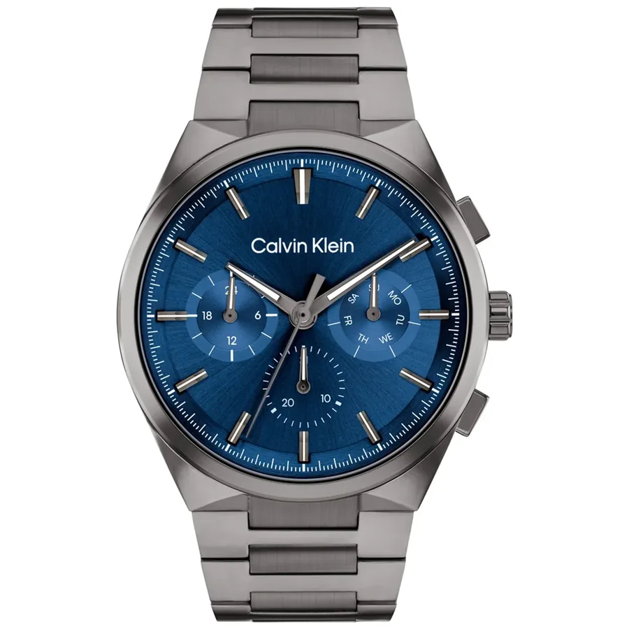 Calvin Klein Distinguish 44mm Blue Dial, Grey Metal Bracelet, front view