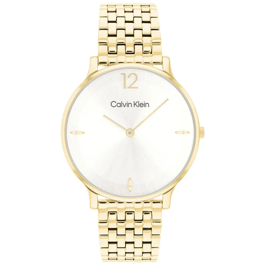 Calvin Klein Luxe 34mm White Dial, Gold-Tone Stainless Steel Bracelet, front view