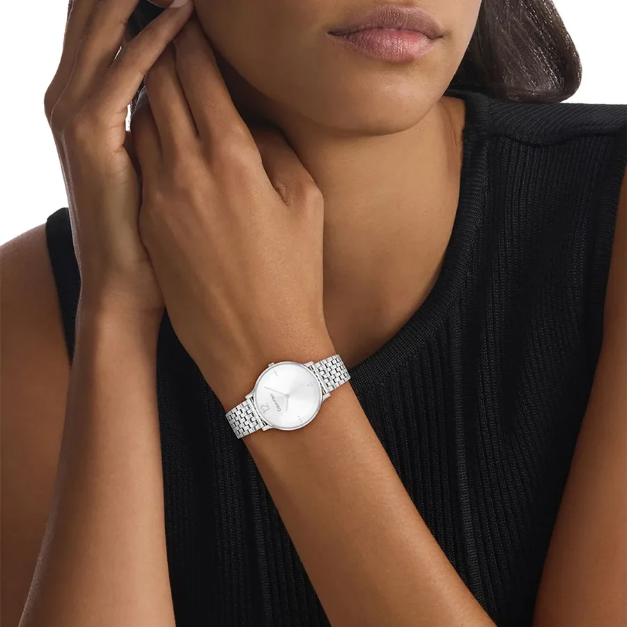 Calvin Klein Luxe 34mm White Dial, Silver-Tone Stainless Steel Bracelet, view 2