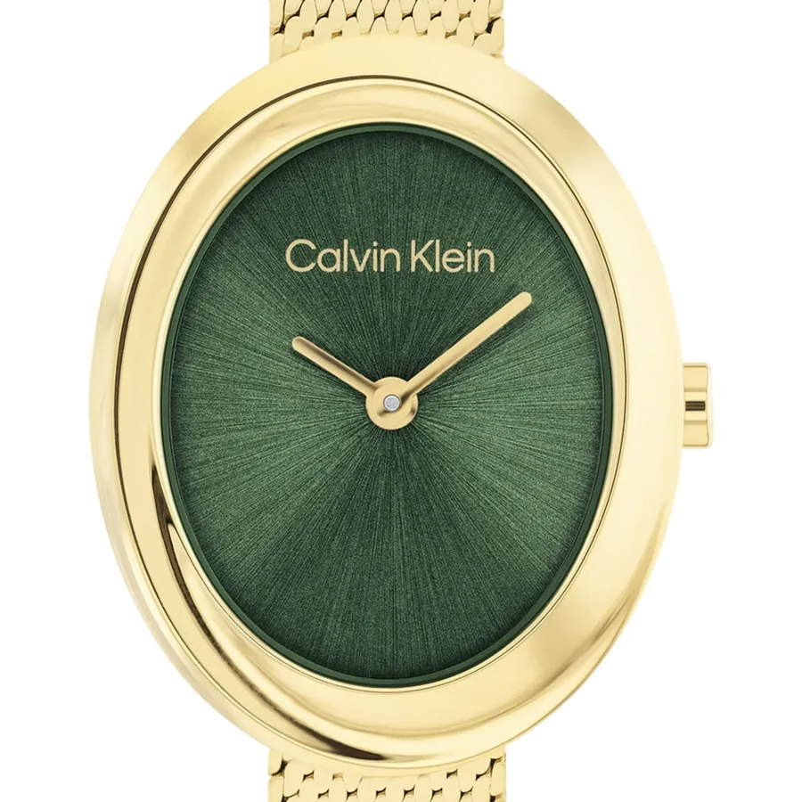 Calvin Klein Twisted Bezel 24mm Green Dial, Gold-Tone Stainless Steel Bracelet, Ref. 25100152, view 2