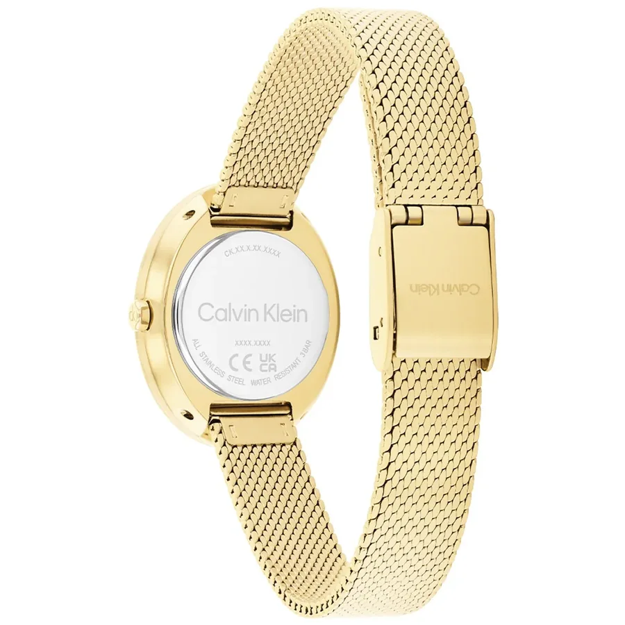 Calvin Klein Twisted Bezel 24mm Green Dial, Gold-Tone Stainless Steel Bracelet, Ref. 25100152, view 4
