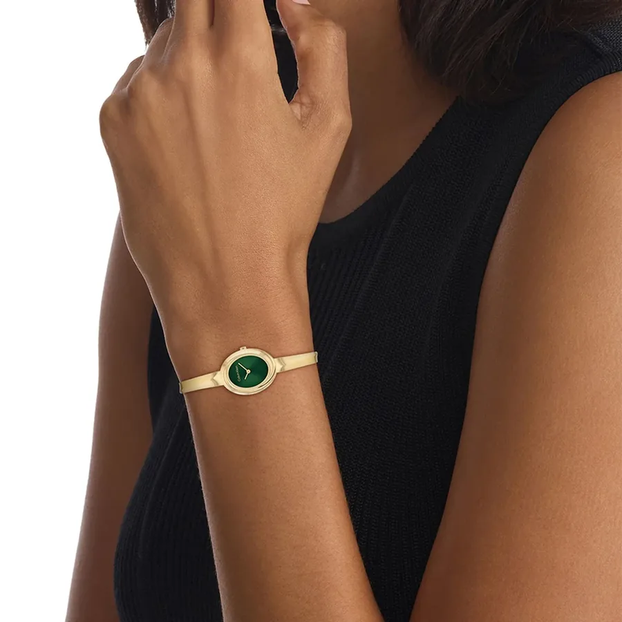 Calvin Klein Twisted Bezel 24mm Green Dial, Gold-Tone Stainless Steel Bracelet, Ref. 25100203, view 2