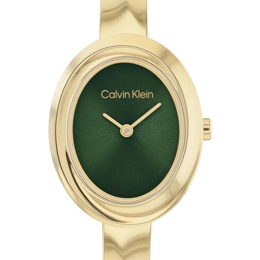 Calvin Klein Twisted Bezel 24mm Green Dial, Gold-Tone Stainless Steel Bracelet, Ref. 25100203, view 3