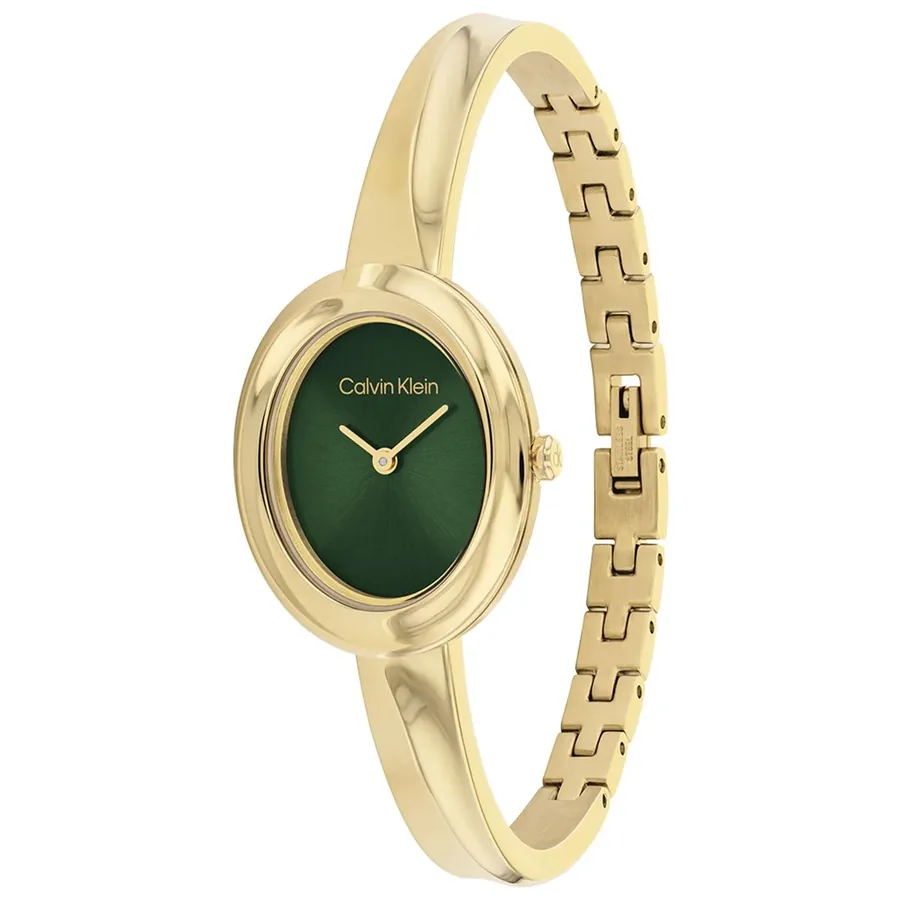 Calvin Klein Twisted Bezel 24mm Green Dial, Gold-Tone Stainless Steel Bracelet, Ref. 25100203, view 4