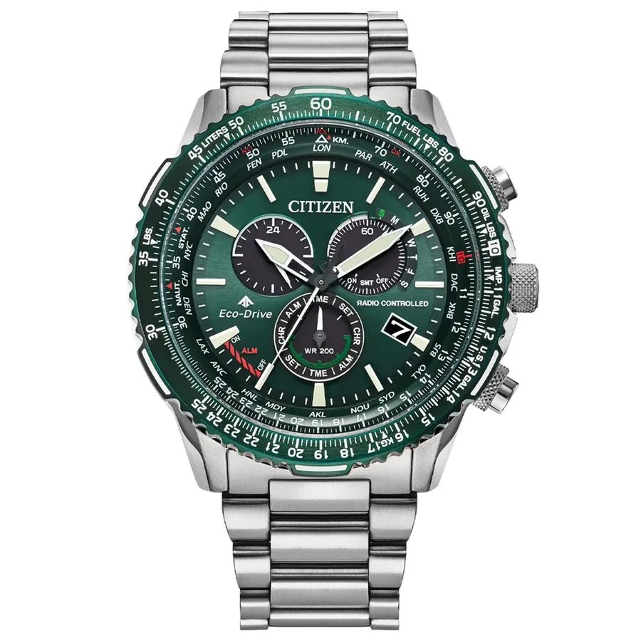 Citizen Promaster Sky 44mm Chronograph Green Dial, front view