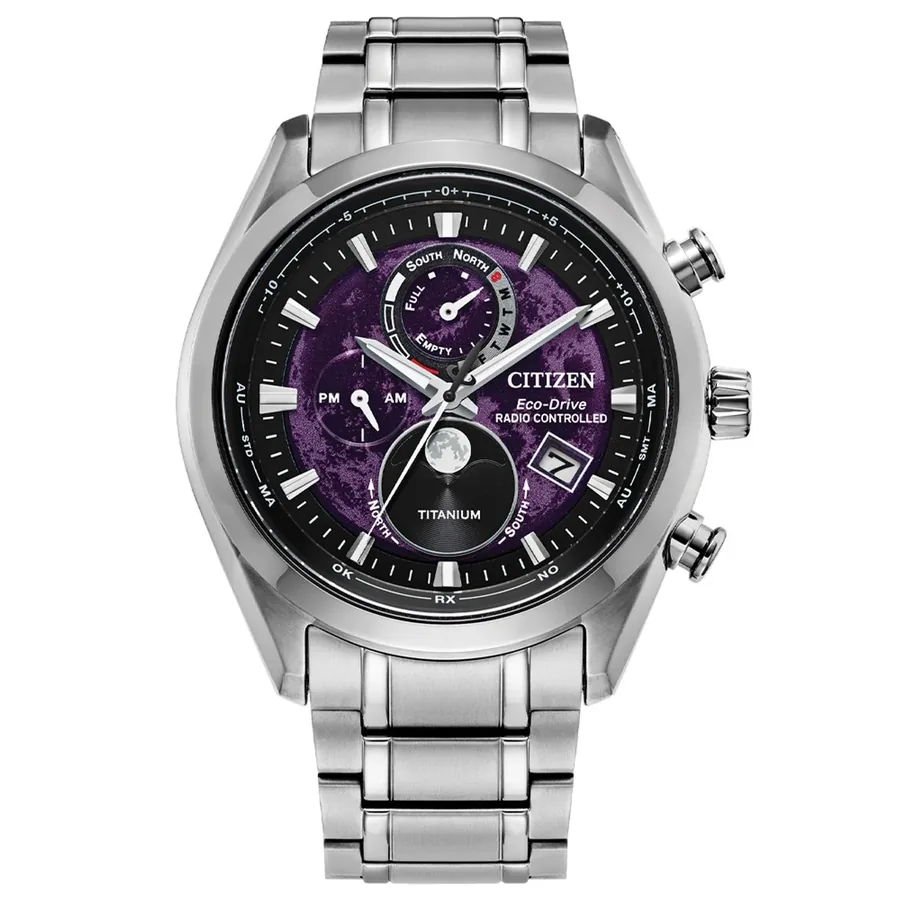 Citizen Tsuki-Yomi 43mm Chronograph Purple Dial, front view