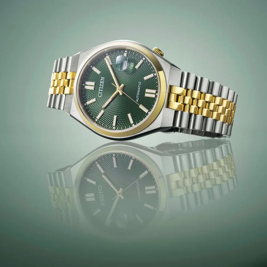 Citizen Tsuyosa 40mm Automatic Green Dial, Silver and Gold-Tone Stainless Steel Bracelet, Ref. NK0024-54X, view 5