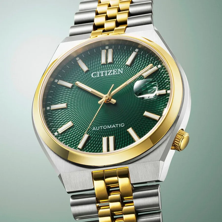 Citizen Tsuyosa 40mm Automatic Green Dial, Silver and Gold-Tone Stainless Steel Bracelet, Ref. NK0024-54X, view 6