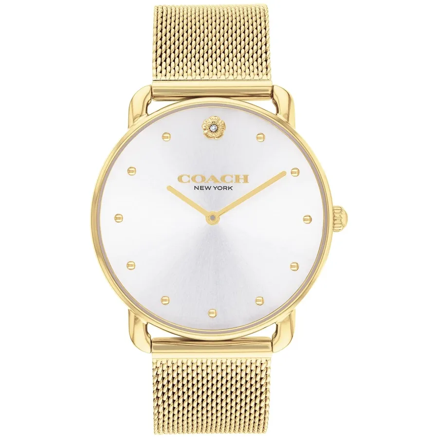 Coach Elliot 36mm White Dial, Gold-Tone Stainless Steel Bracelet, front view