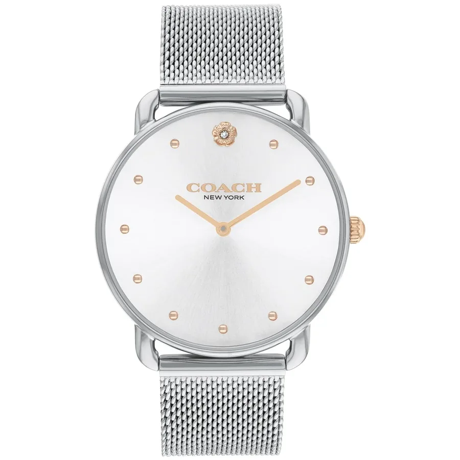 Coach Elliot 36mm White Dial, Silver-Tone Stainless Steel Bracelet, front view