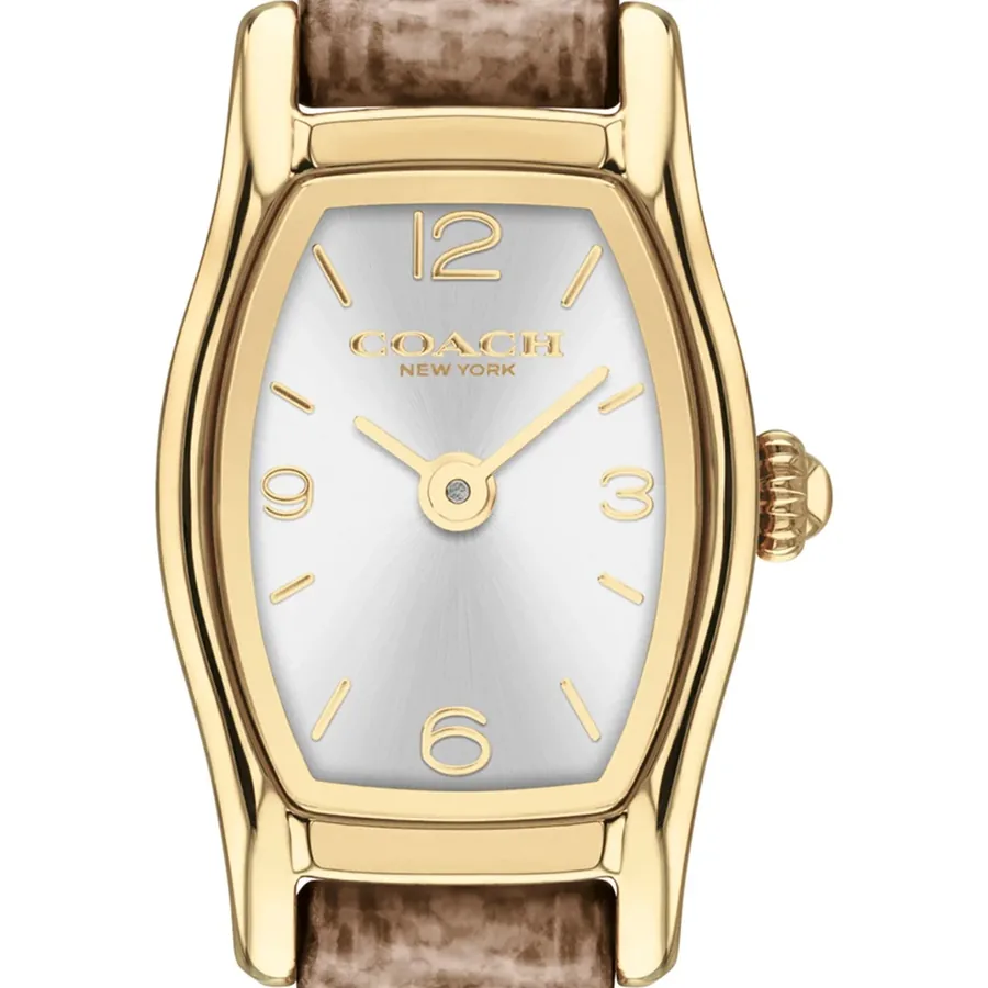 Coach Greta 15x25mm Silver Dial, Brown Leather Strap, view 2