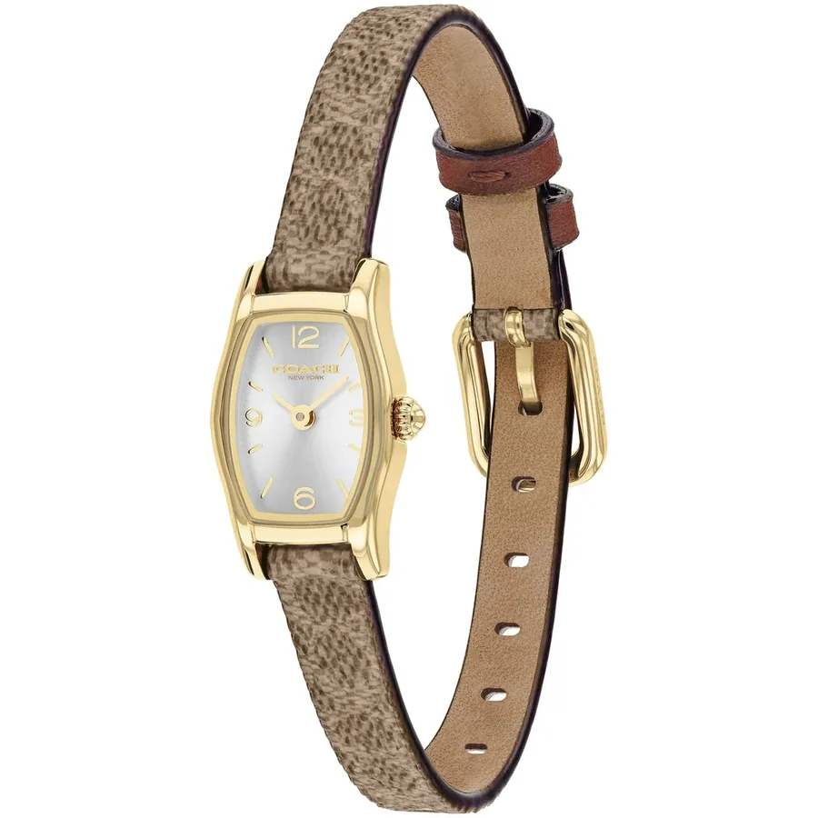 Coach Greta 15x25mm Silver Dial, Brown Leather Strap, view 3