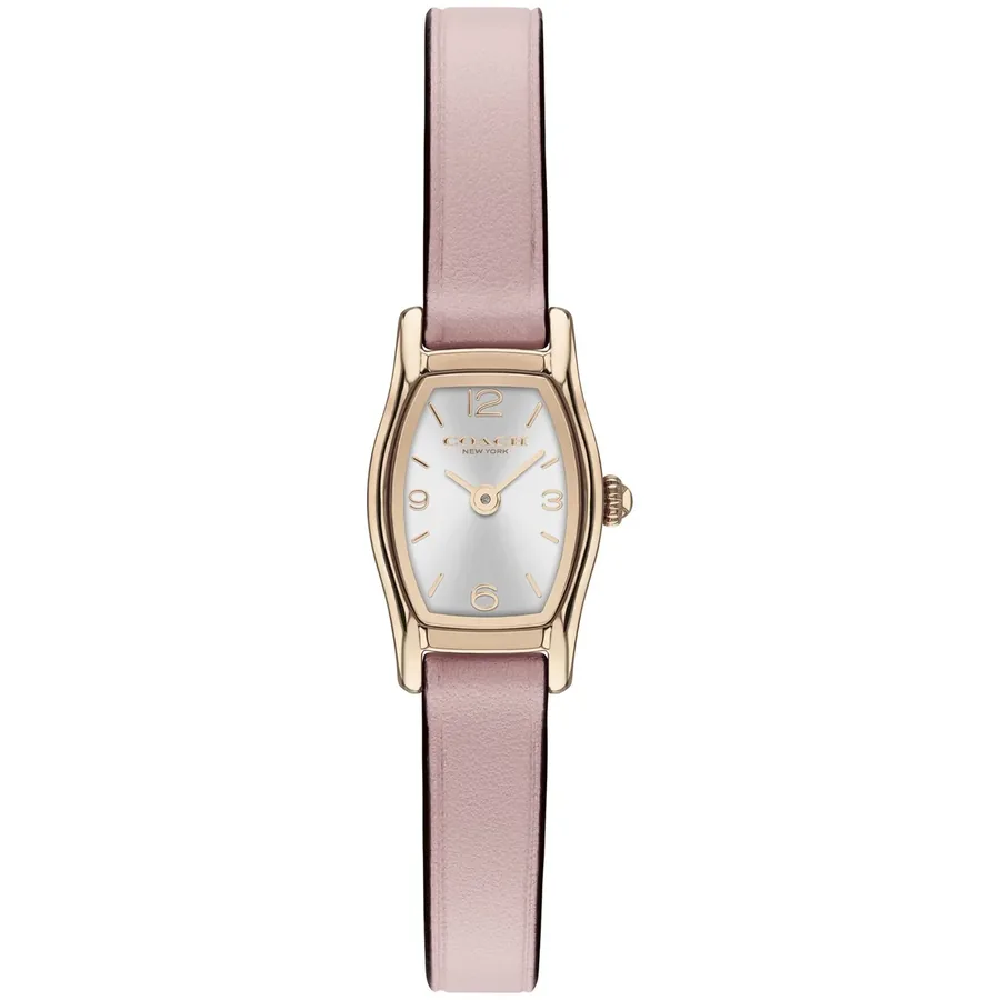 Coach Greta 15x25mm Silver Dial, Pink Leather Strap, front view