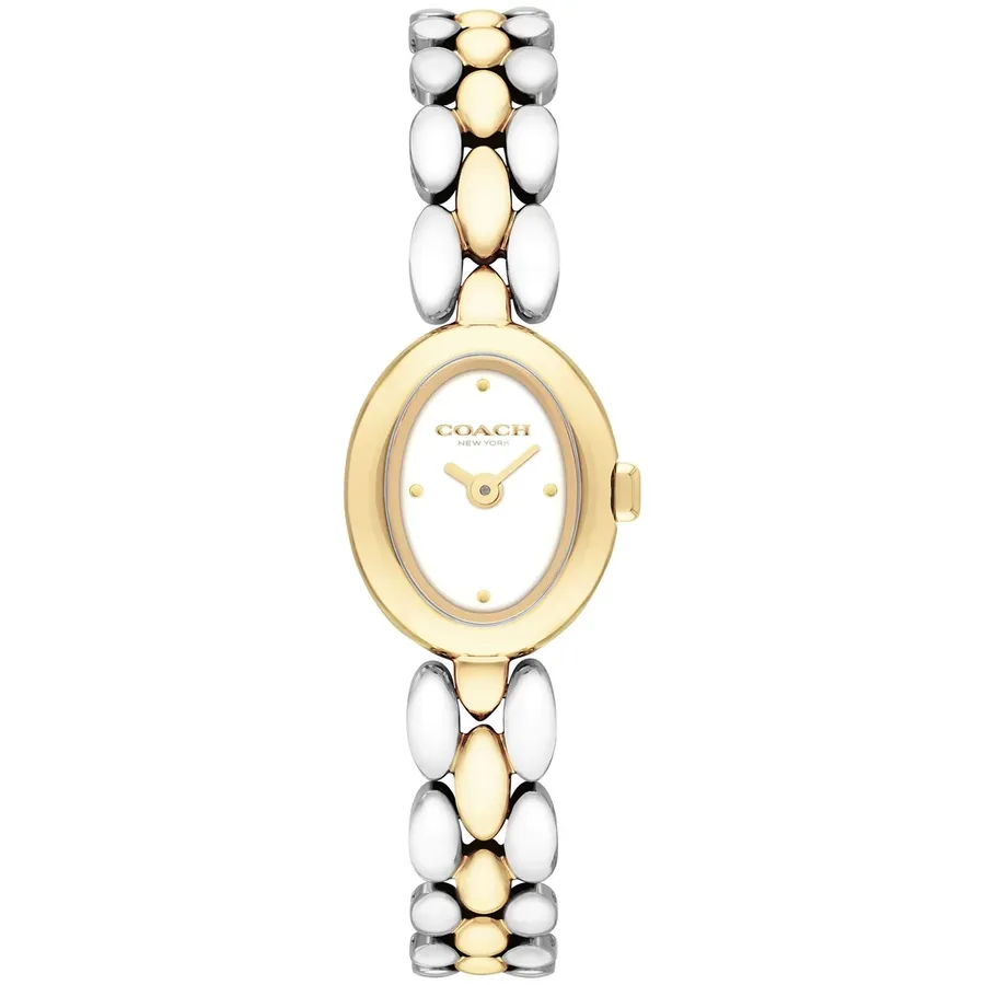 Coach Sammy 18x22.5mm Cream Dial, Silver and Gold-Tone Stainless Steel Bracelet, front view