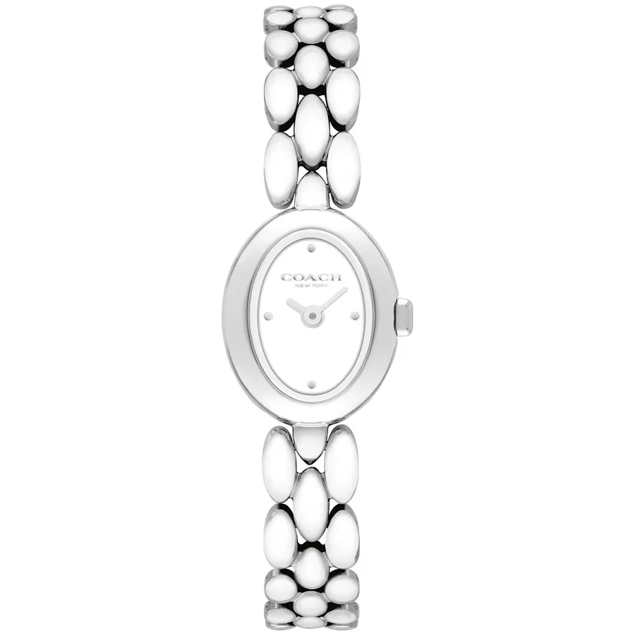 Coach Sammy 18x22.5mm Cream Dial, Silver-Tone Stainless Steel Bracelet, front view