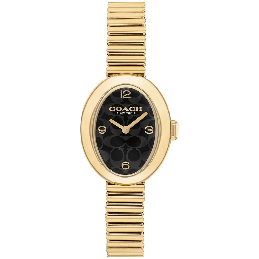 Coach Sammy 22mm Black Dial, Gold-Tone Stainless Steel Bracelet, front view