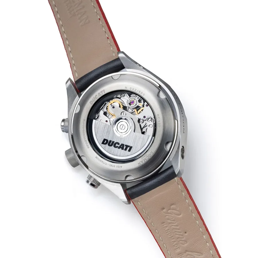 Ducati 42mm Chronograph Black Dial, Black and Red Leather Strap, view 4