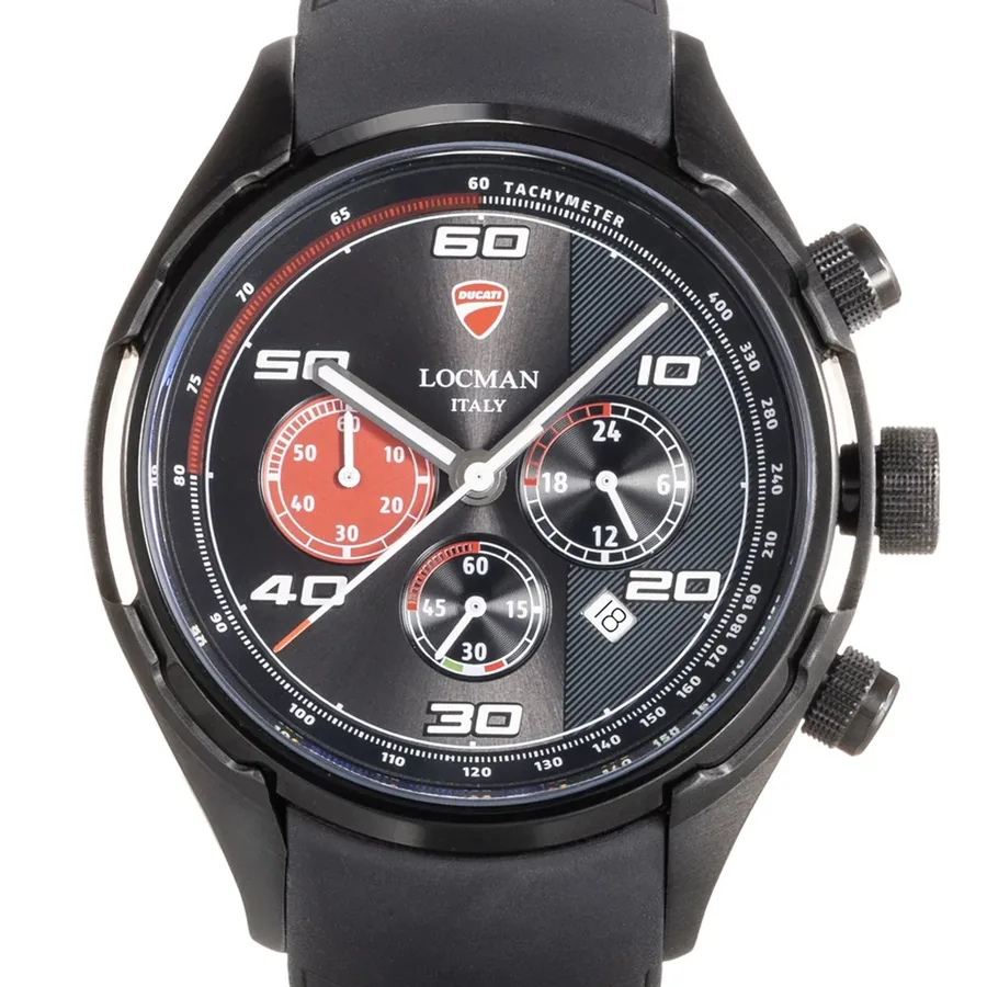 Ducati 42mm Chronograph Black Dial, Black Rubber Strap, view 2