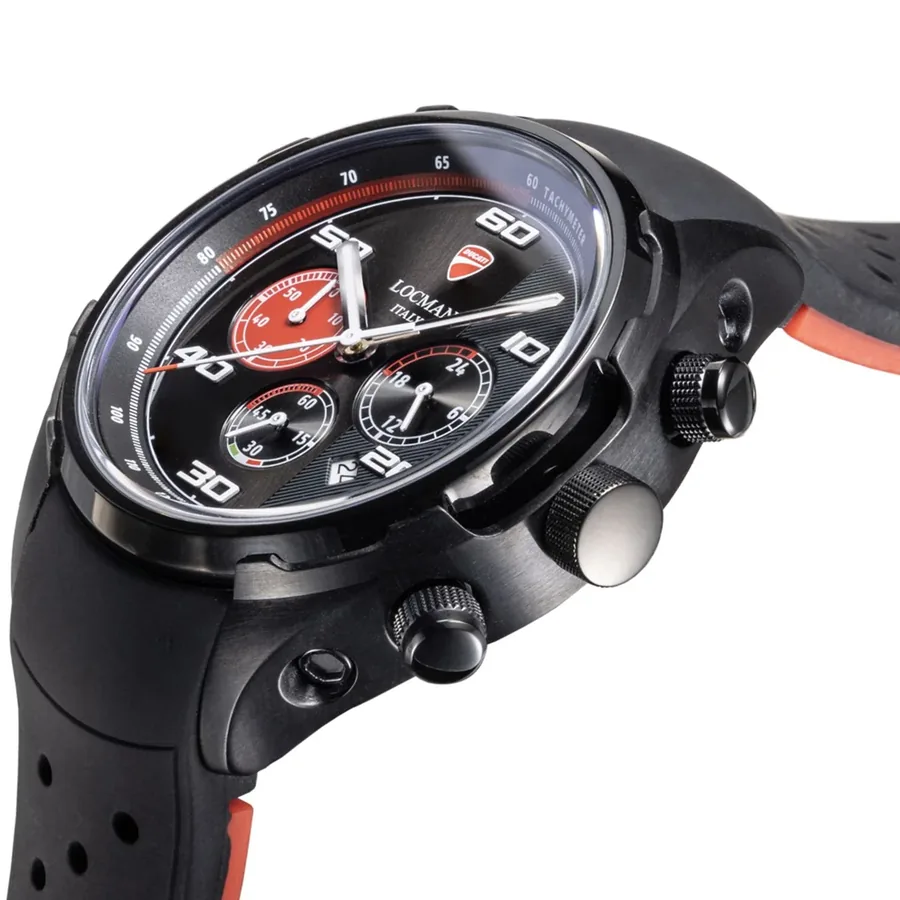 Ducati 42mm Chronograph Black Dial, Black Rubber Strap, view 3