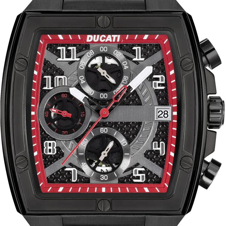 Ducati DT088 40x47mm Chronograph Black Dial, Black Silicone and Nylon Strap, view 2