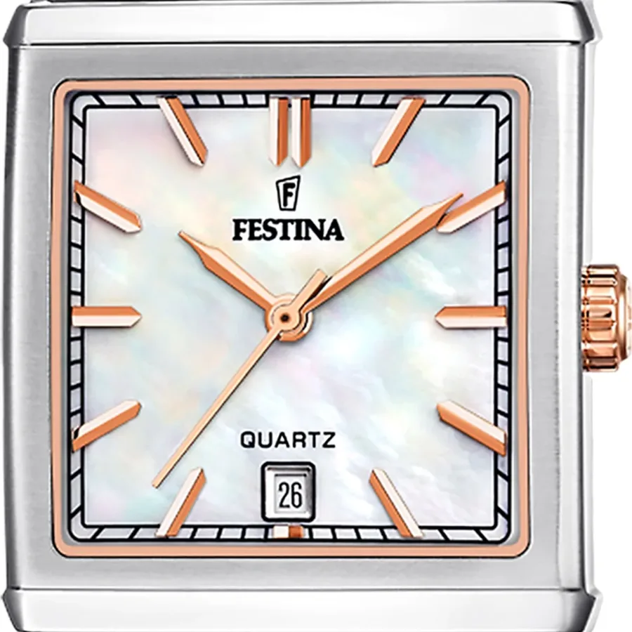 Festina 27mm Beige Dial, White Leather Strap, view 3