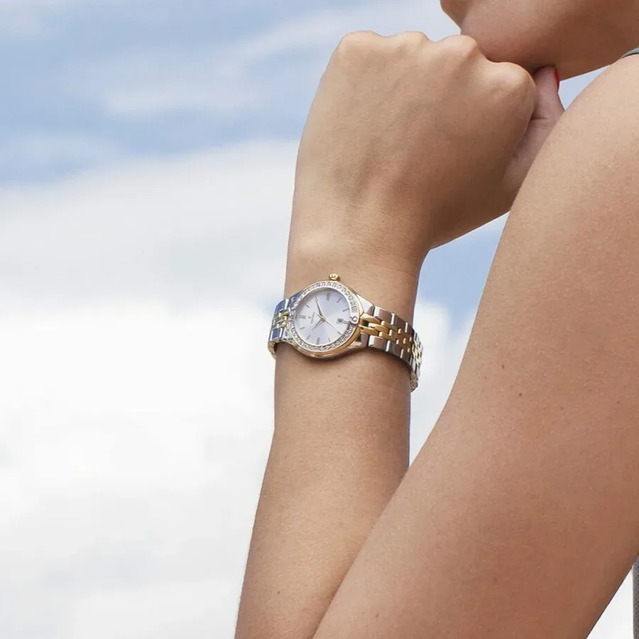 Festina 32.5mm Pink Dial, Silver and Gold-Tone Stainless Steel Bracelet, view 2