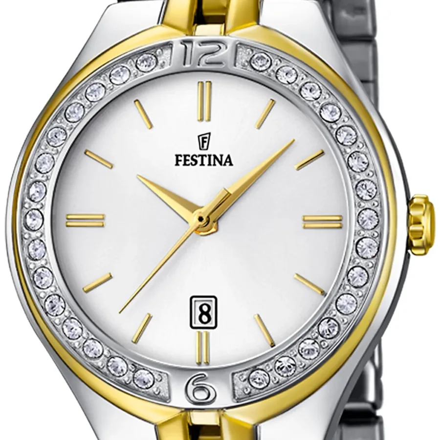 Festina 32.5mm Pink Dial, Silver and Gold-Tone Stainless Steel Bracelet, view 3