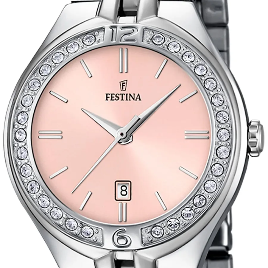 Festina 32.5mm Pink Dial, Silver-Tone Stainless Steel Bracelet, view 2