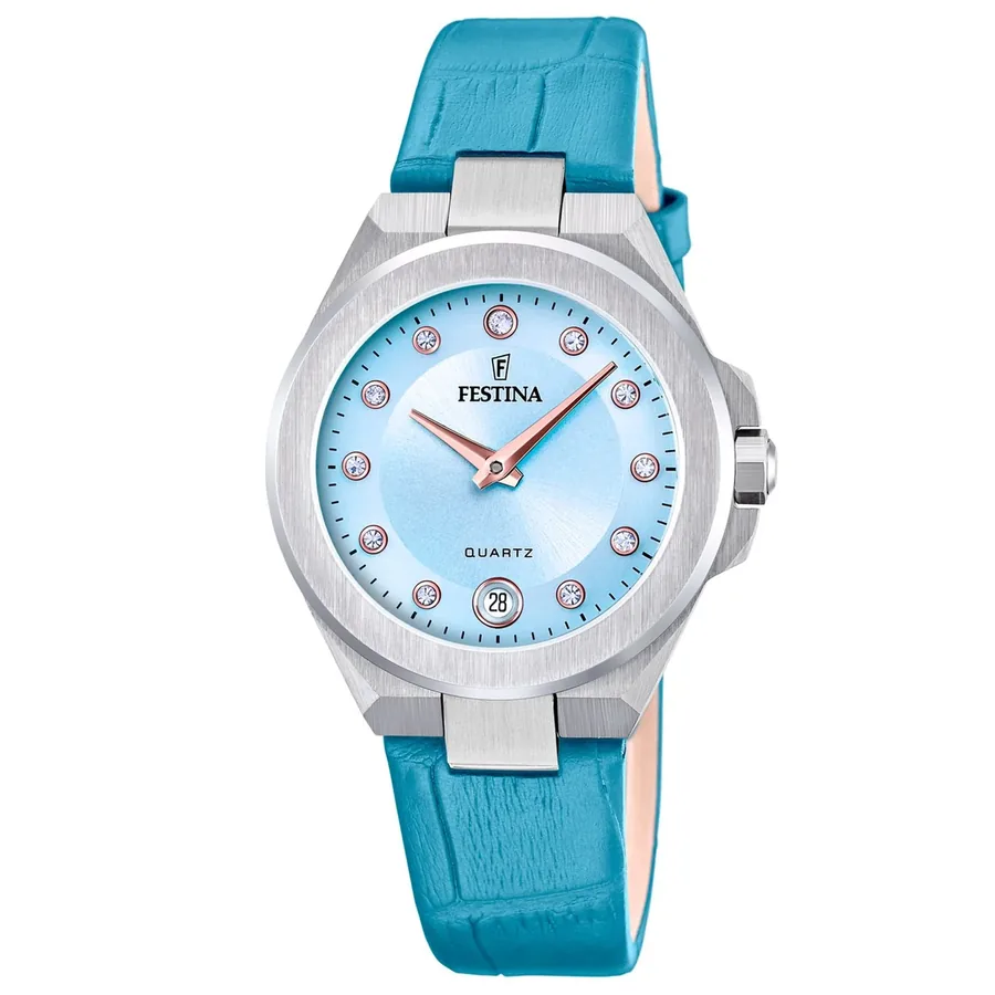 Festina 33mm Blue Dial, Blue Leather Strap, front view