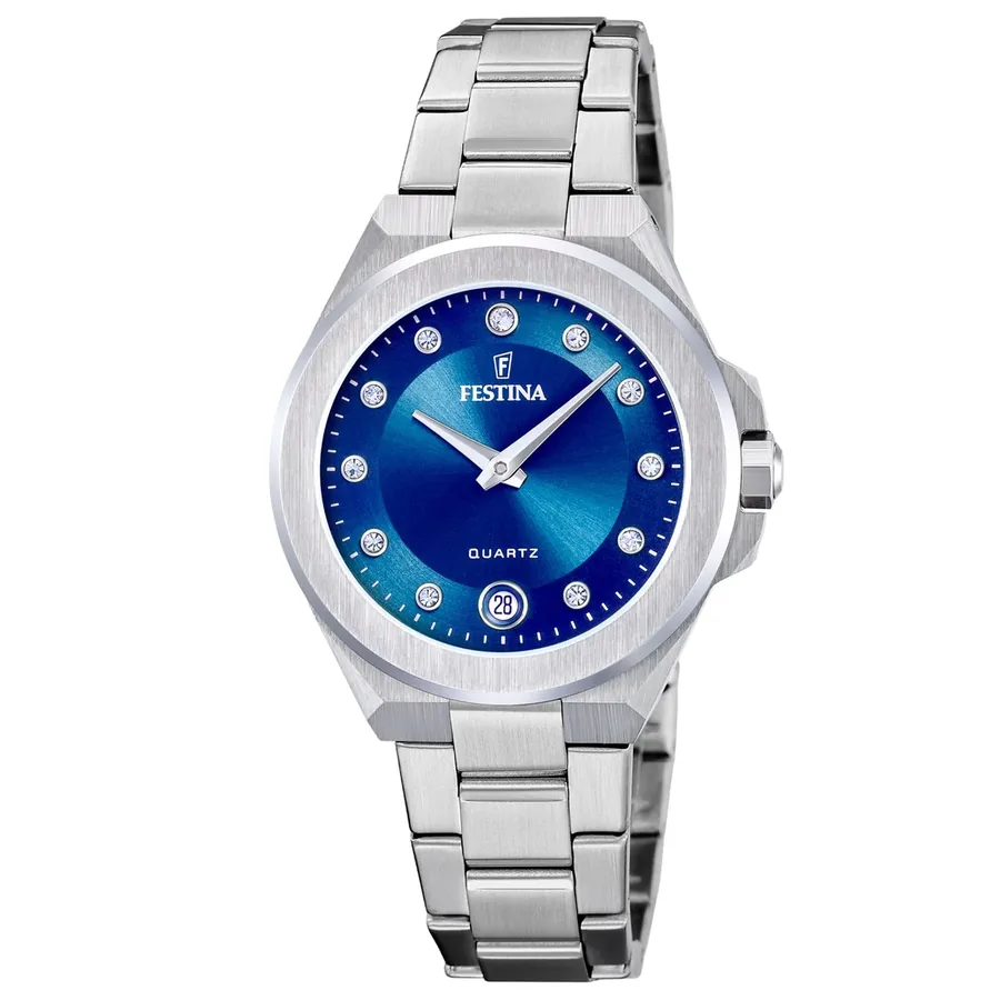 Festina 33mm Blue Dial, Silver-Tone Stainless Steel Bracelet, front view