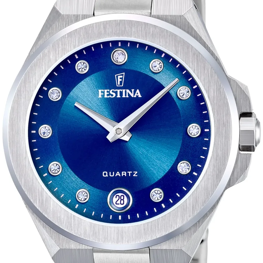 Festina 33mm Blue Dial, Silver-Tone Stainless Steel Bracelet, view 2