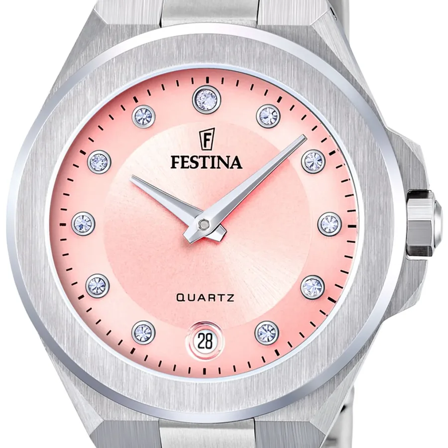 Festina 33mm Pink Dial, Silver-Tone Stainless Steel Bracelet, view 3