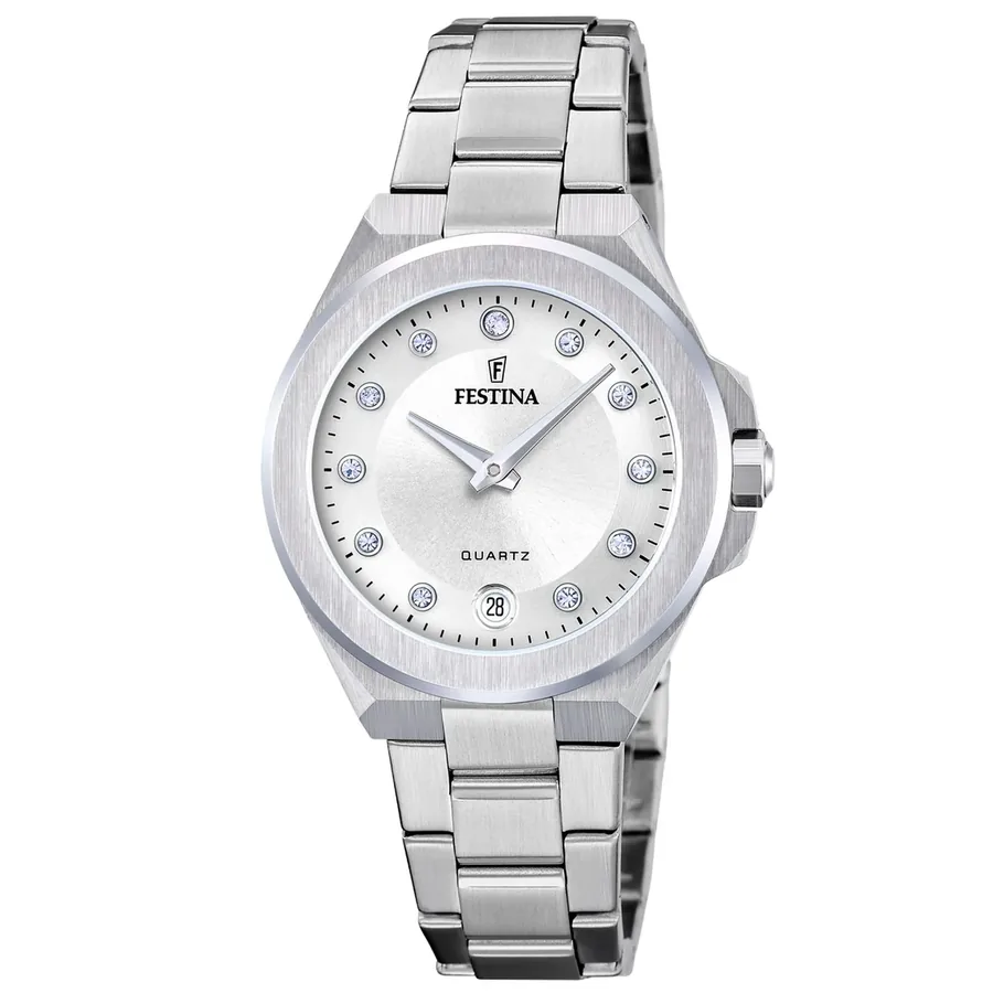 Festina 33mm Silver Dial, Silver-Tone Stainless Steel Bracelet, front view
