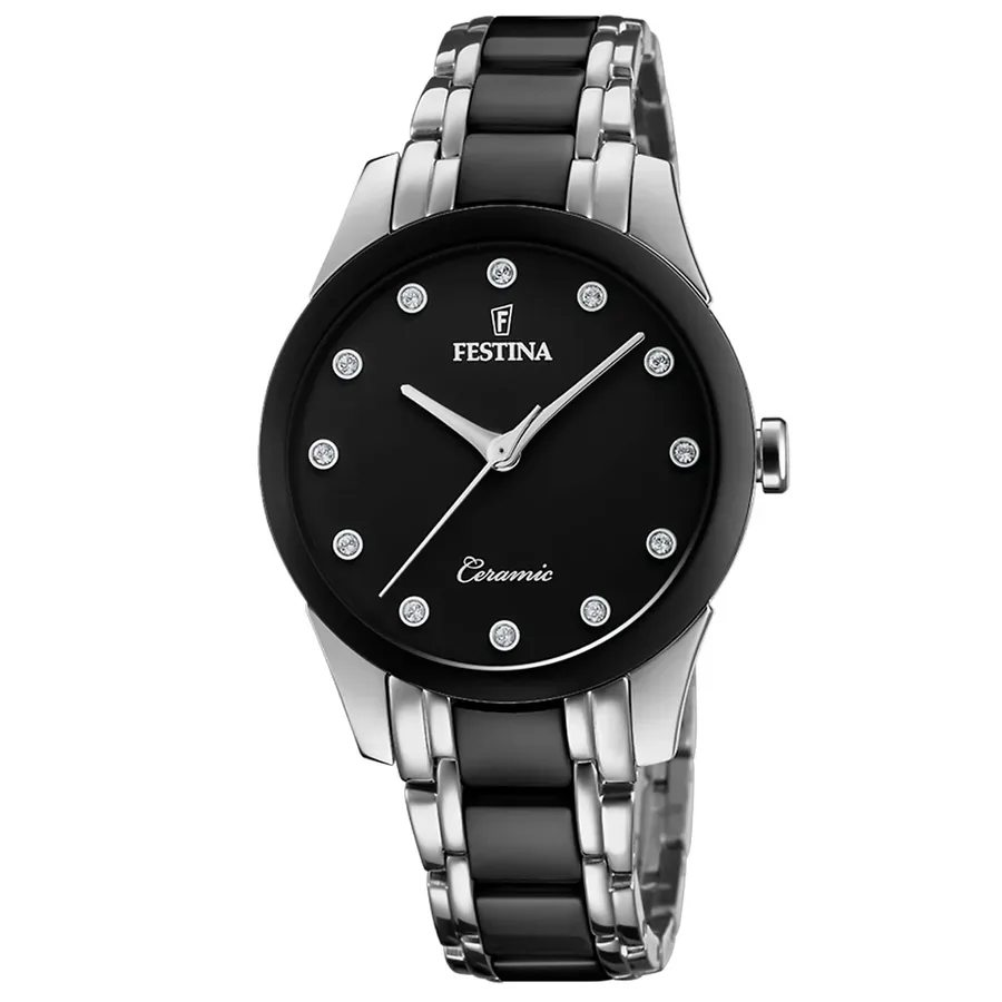 Festina 35mm Black Dial, front view