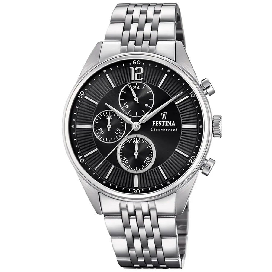 Festina 41.5mm Chronograph Black Dial, front view