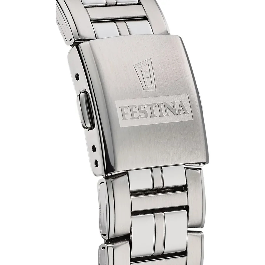 Festina 43mm Black Dial, Silver-Tone Stainless Steel Bracelet, view 4