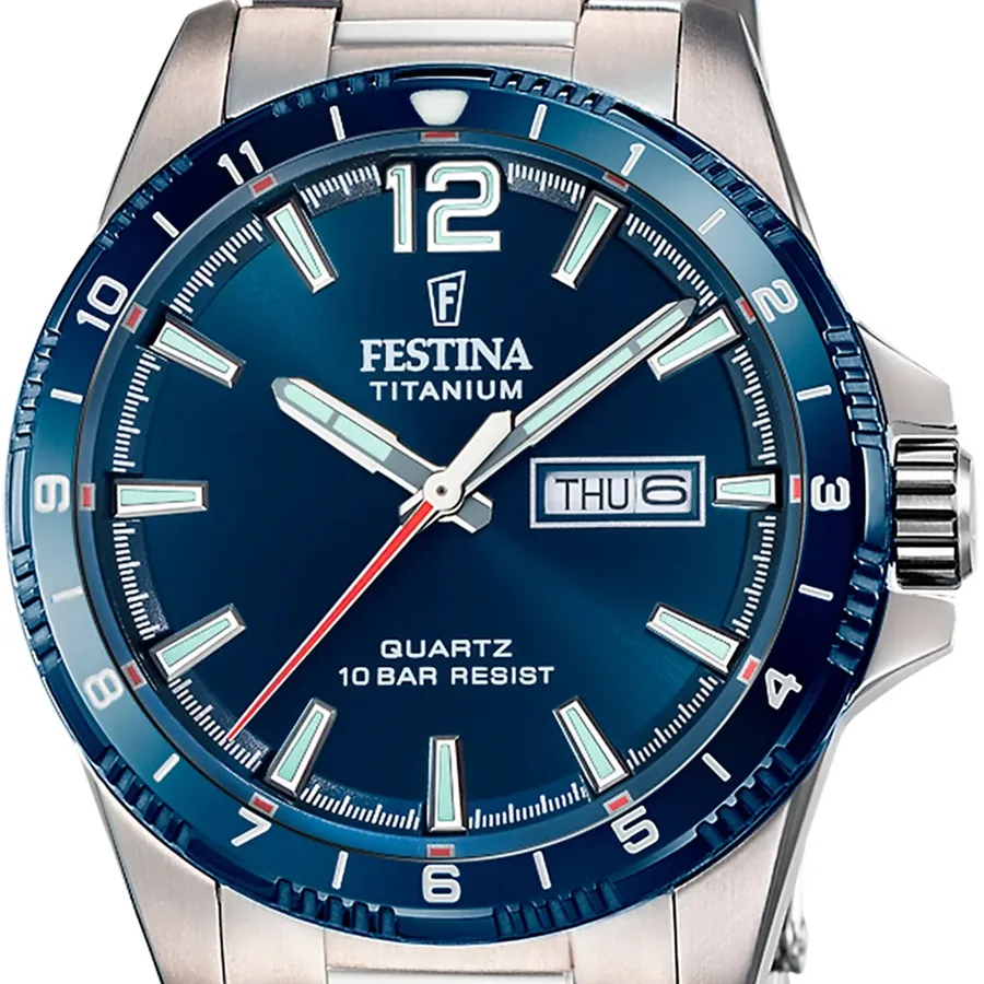 Festina 43mm Blue Dial, Silver-Tone Stainless Steel Bracelet, view 2